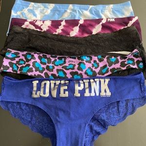 5 pair VS/PINK hipsters